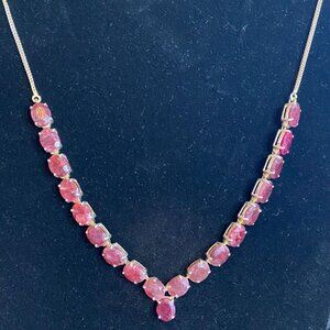 18” Necklace Gold over Sterling Silver 925 with Rubies Jewelry